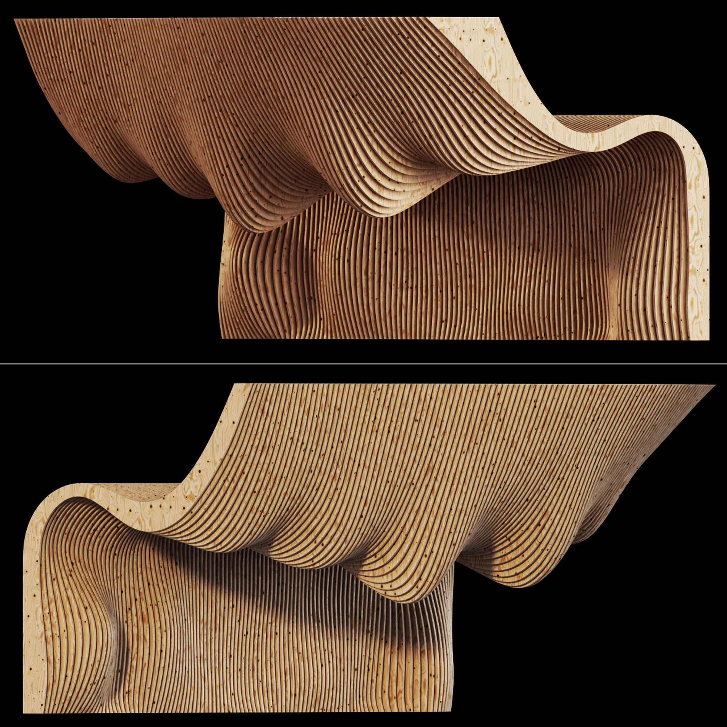 Parametric Big wall n1 part hall 3D model_2