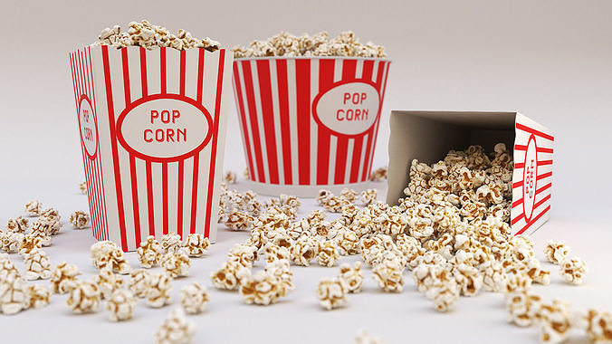 Popcorn Set 3d model in box 3D model