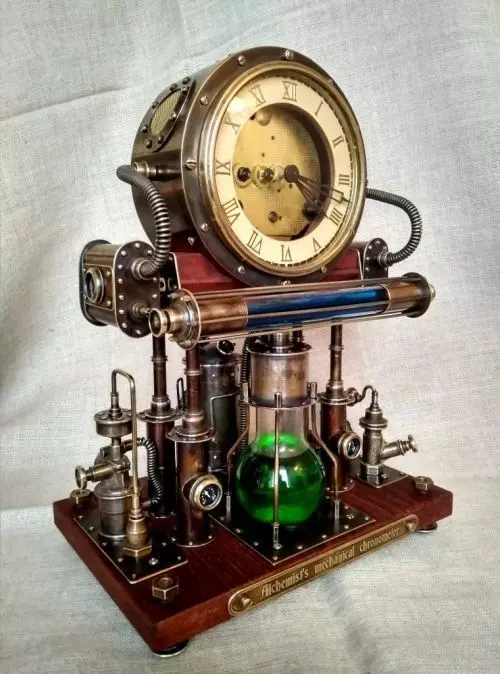 egevgergvd steampunk clock with liquid Free low-poly 3D model