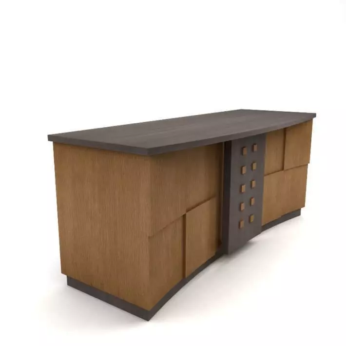 Brown wooden table reception desk 07 AM89 3D model_0