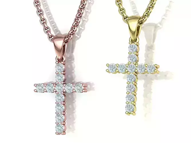 Diamond Cross Necklace printable 3dmodel 3D print model