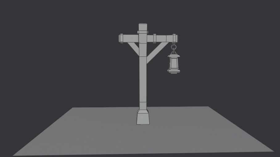 Cartoon Street Lamp Post Low-poly 3D model_8