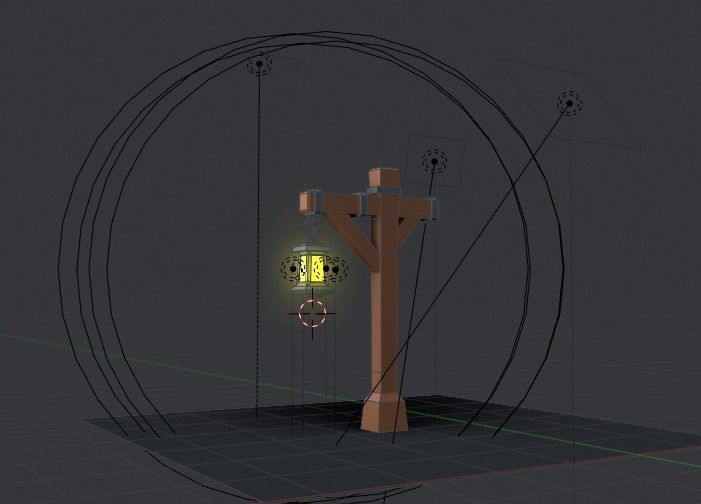 Cartoon Street Lamp Post Low-poly 3D model_7