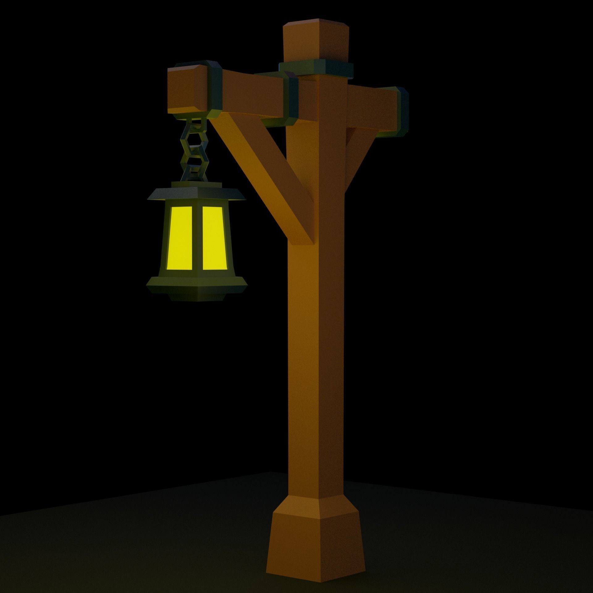 Cartoon Street Lamp Post Low-poly 3D model_3