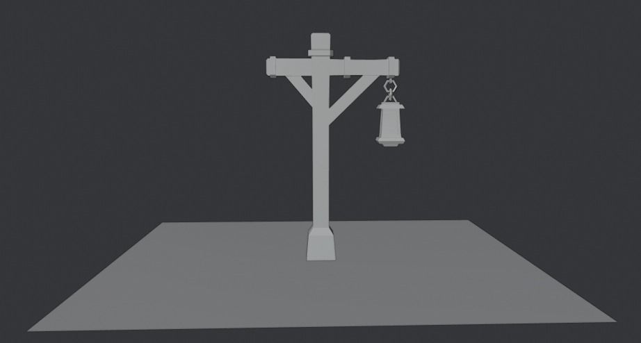 Cartoon Street Lamp Post Low-poly 3D model_10