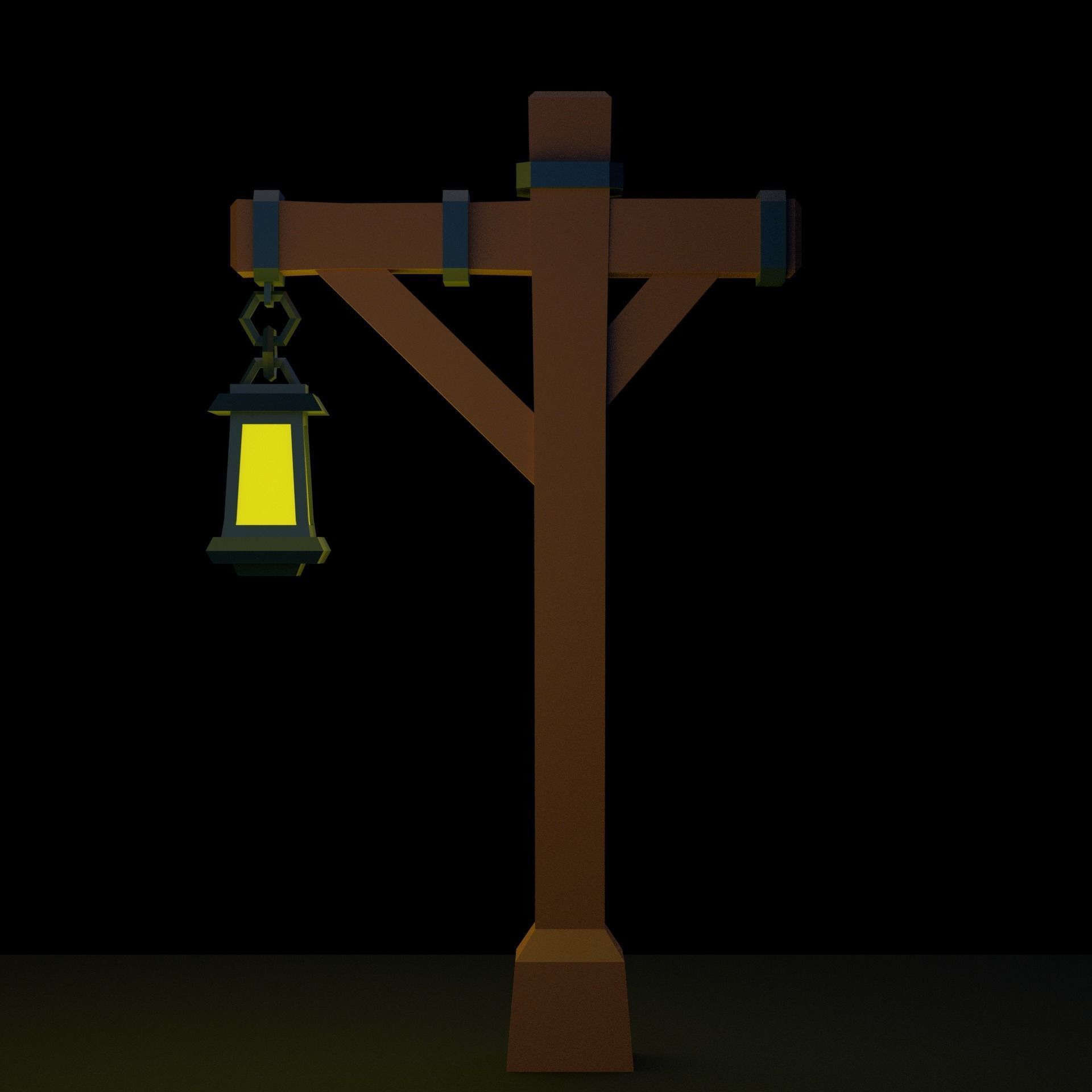 Cartoon Street Lamp Post Low-poly 3D model_6