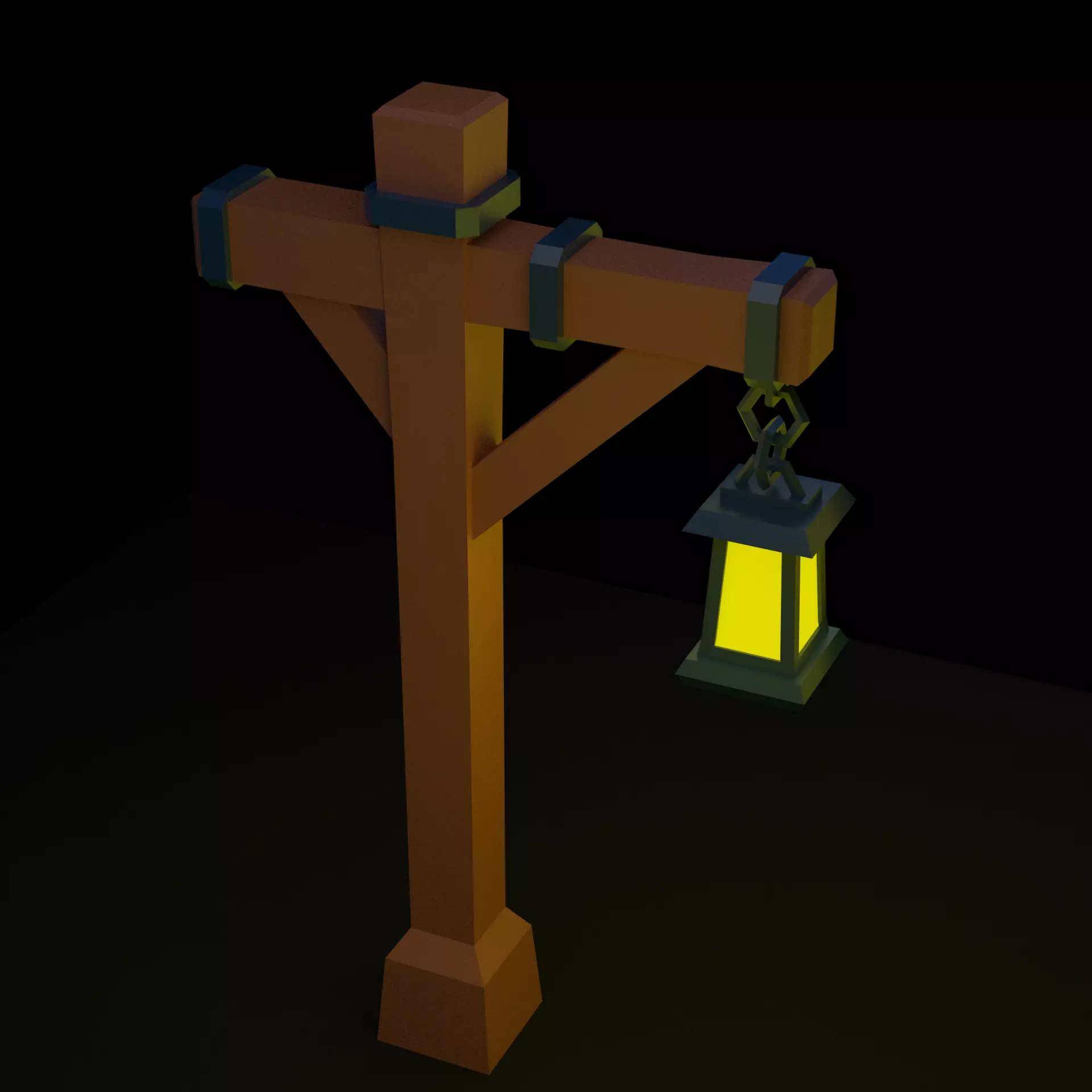 Cartoon Street Lamp Post Low-poly 3D model_0