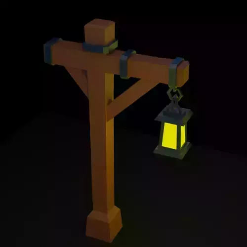 Cartoon Street Lamp Post Low-poly 3D model