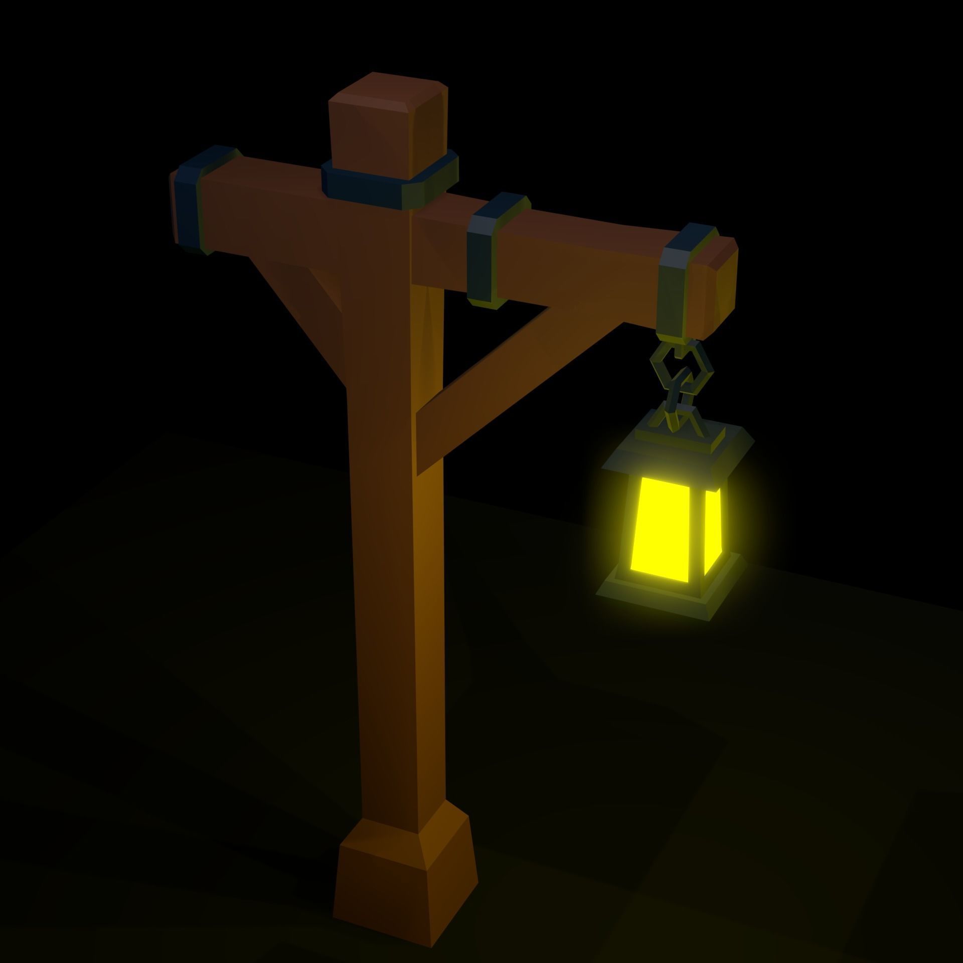 Cartoon Street Lamp Post Low-poly 3D model_2