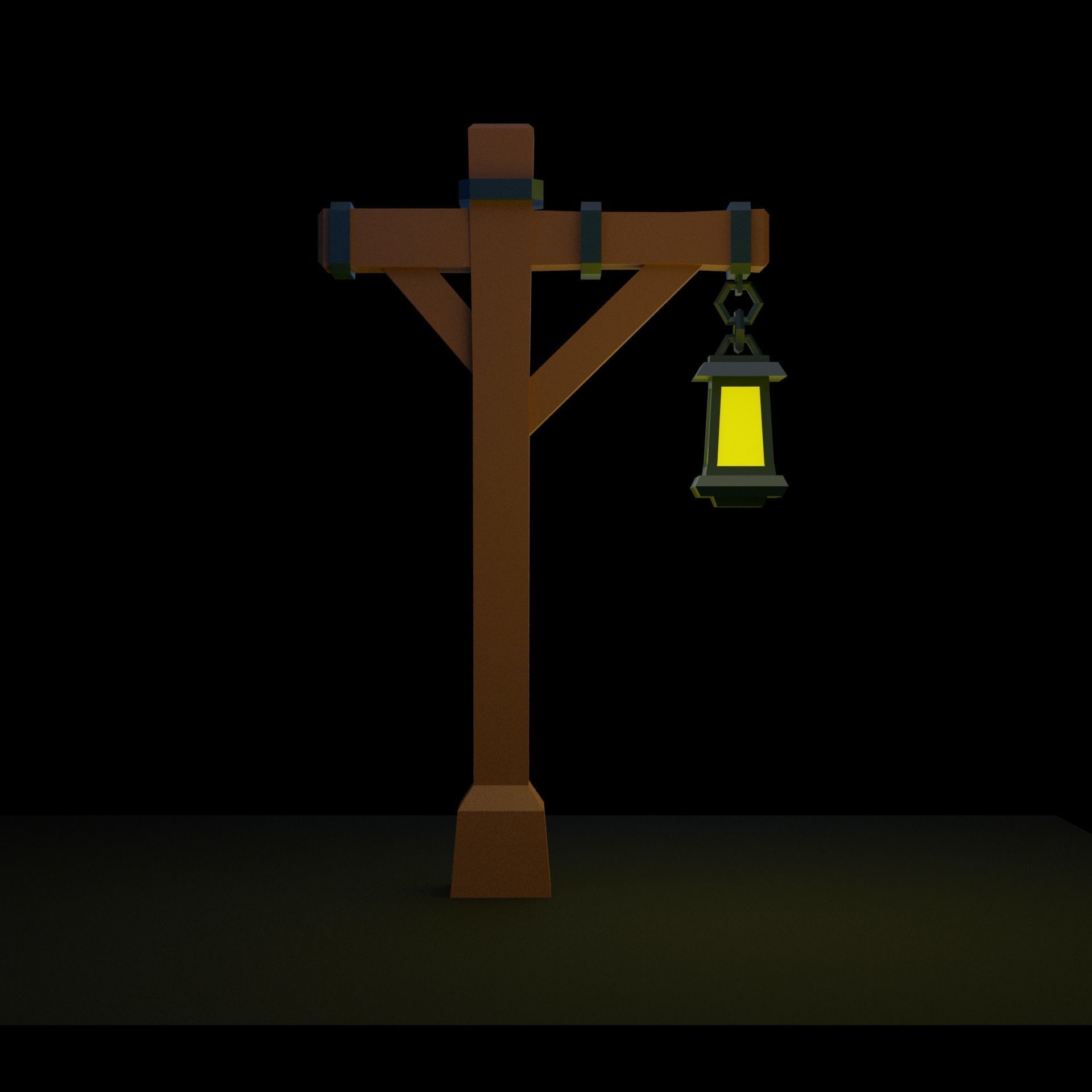 Cartoon Street Lamp Post Low-poly 3D model_5