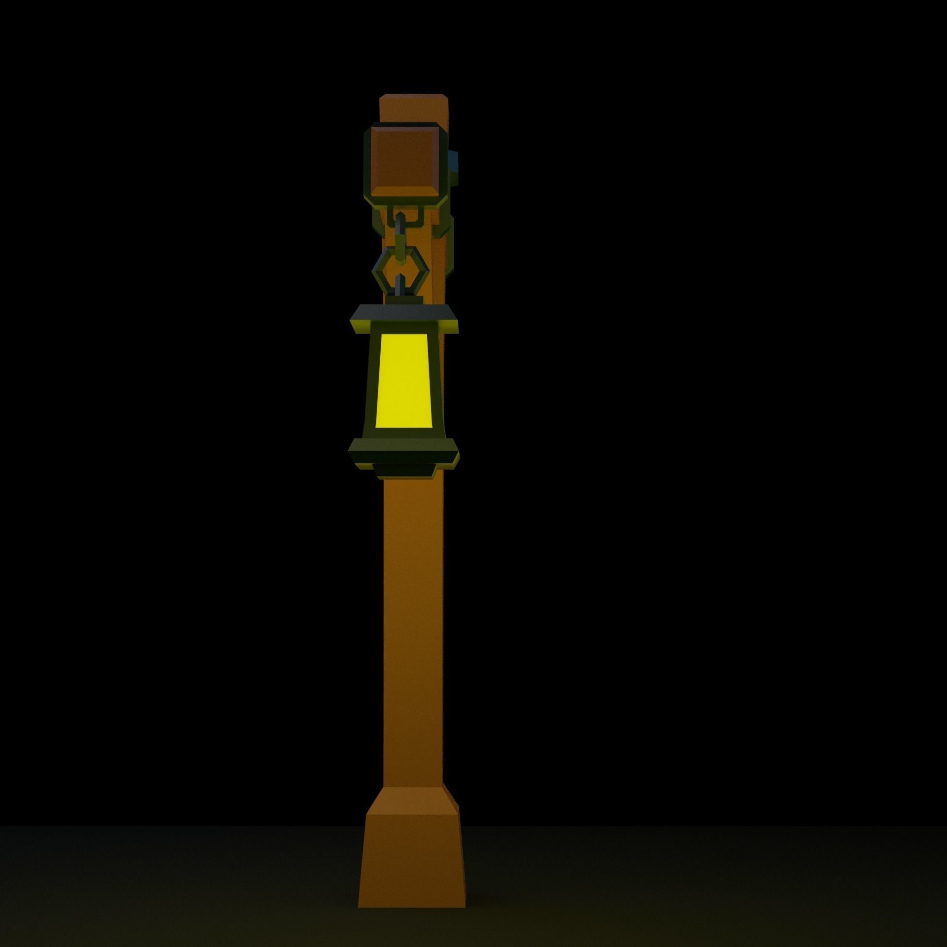 Cartoon Street Lamp Post Low-poly 3D model_4