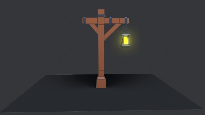 Cartoon Street Lamp Post Low-poly 3D model_9
