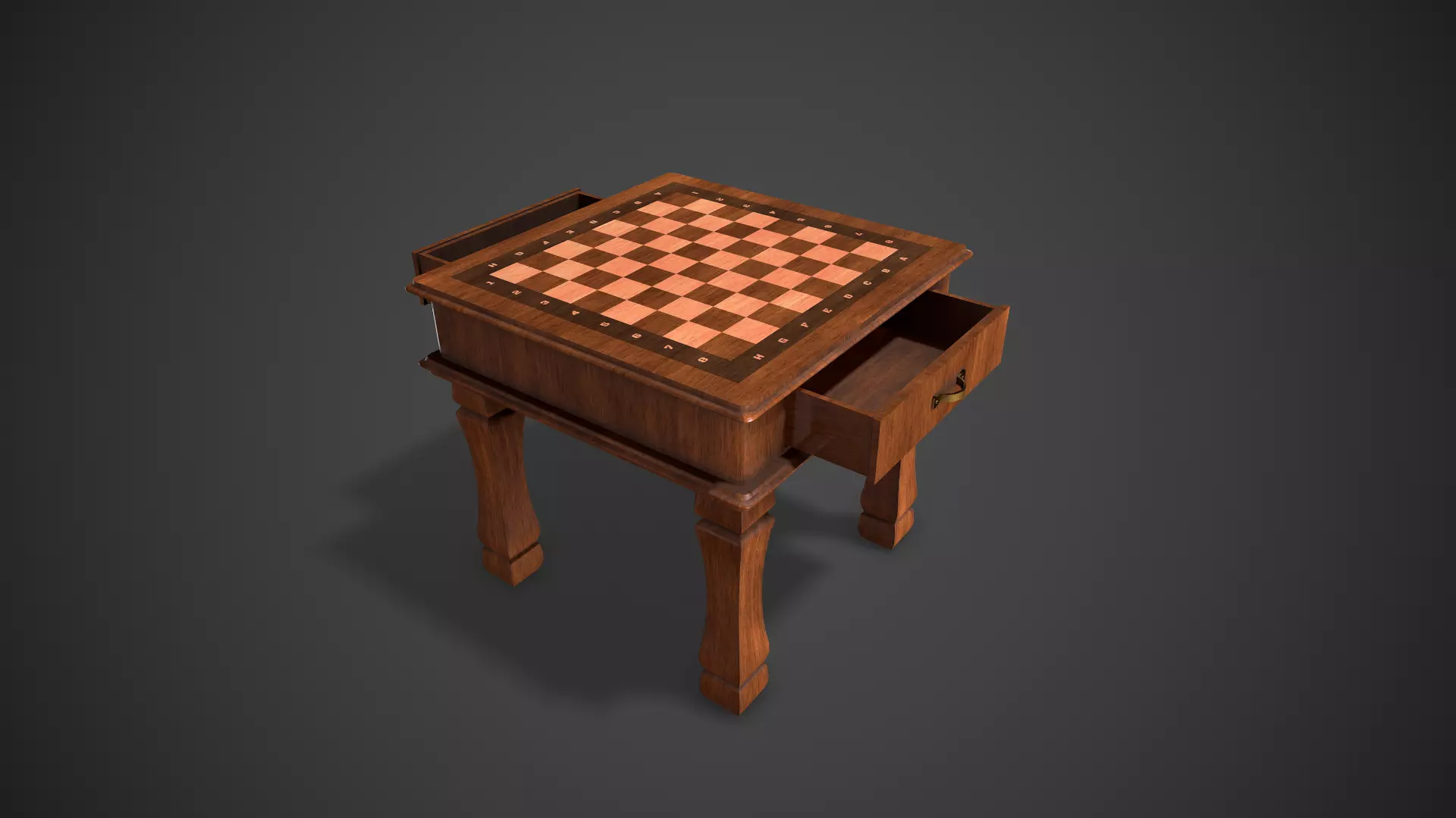 Wooden Chess Table Low-poly 3D model_0