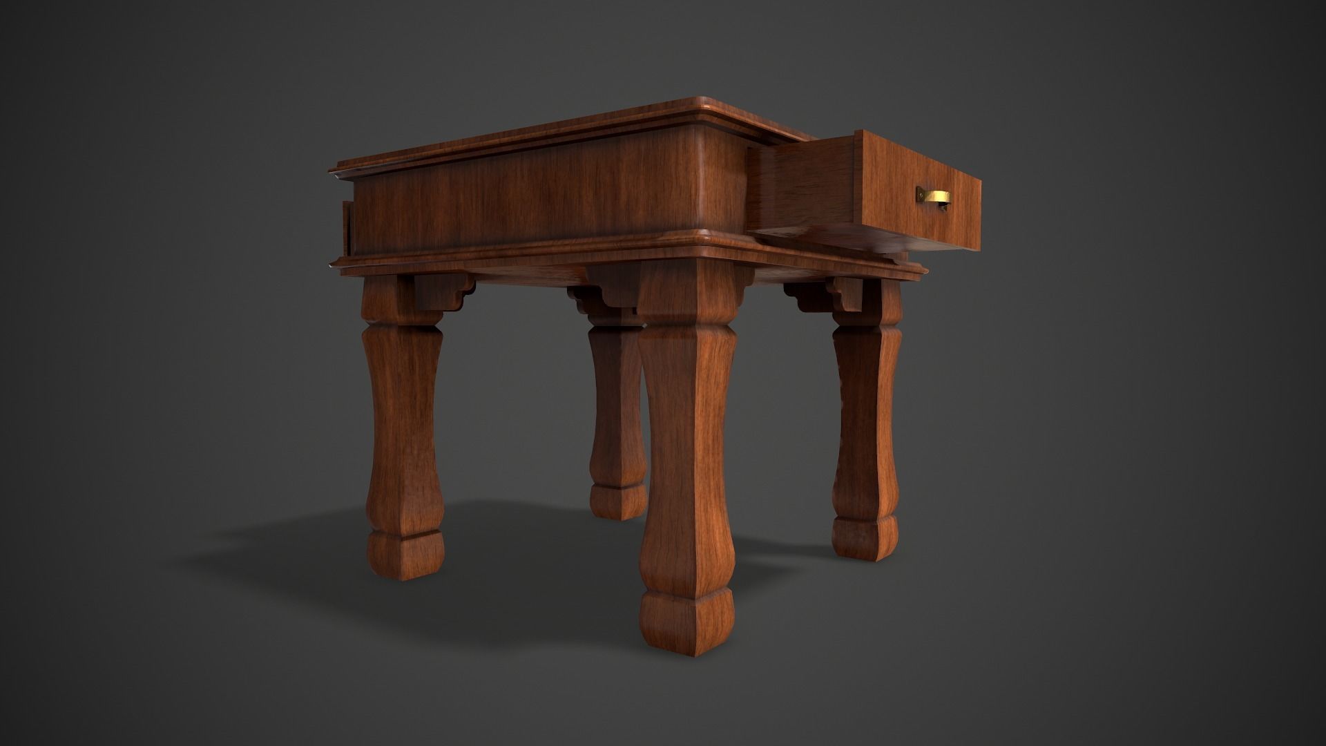 Wooden Chess Table Low-poly 3D model_2