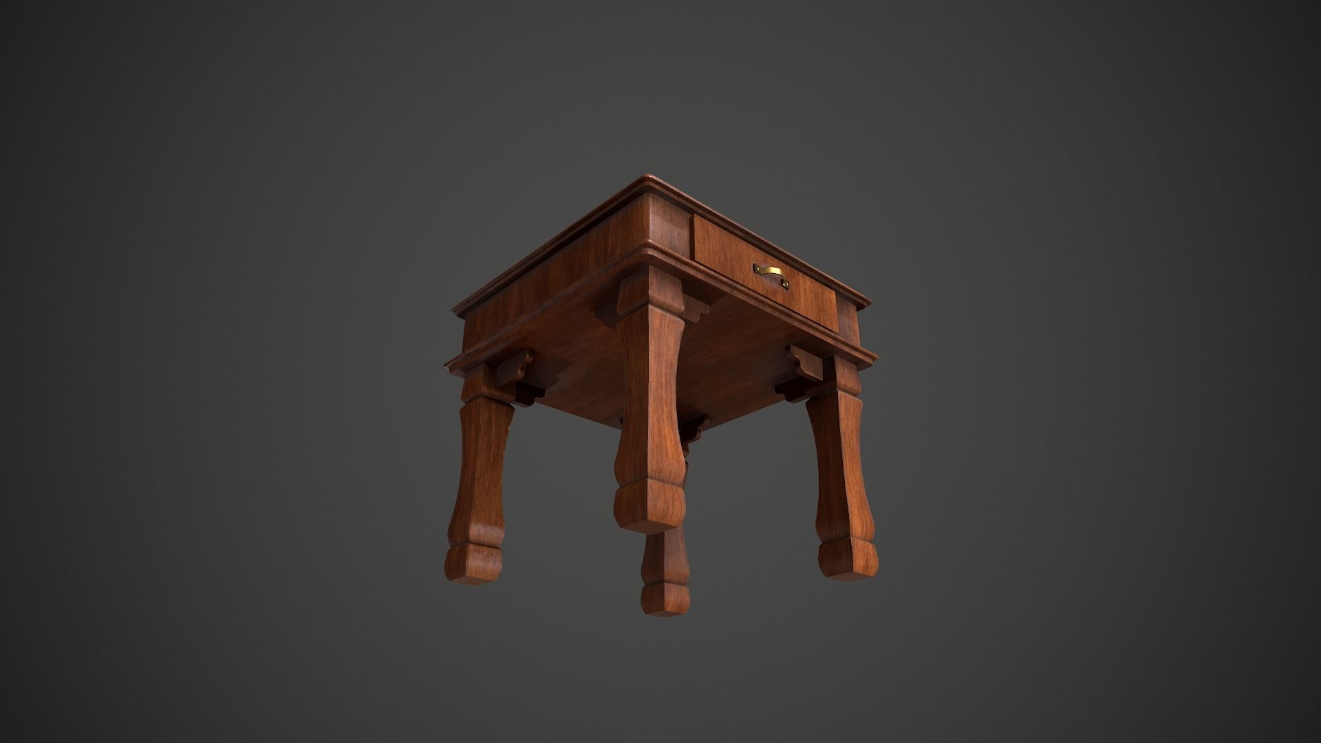 Wooden Chess Table Low-poly 3D model_7