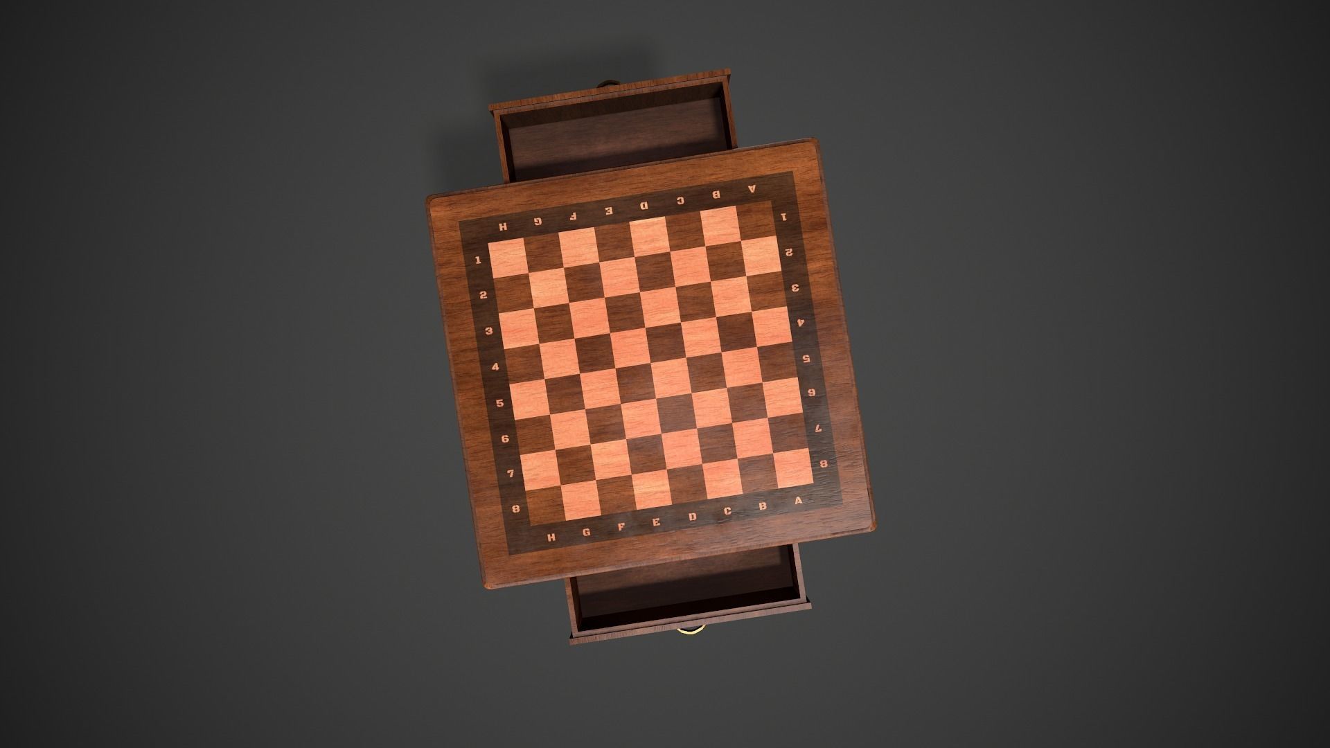 Wooden Chess Table Low-poly 3D model_3