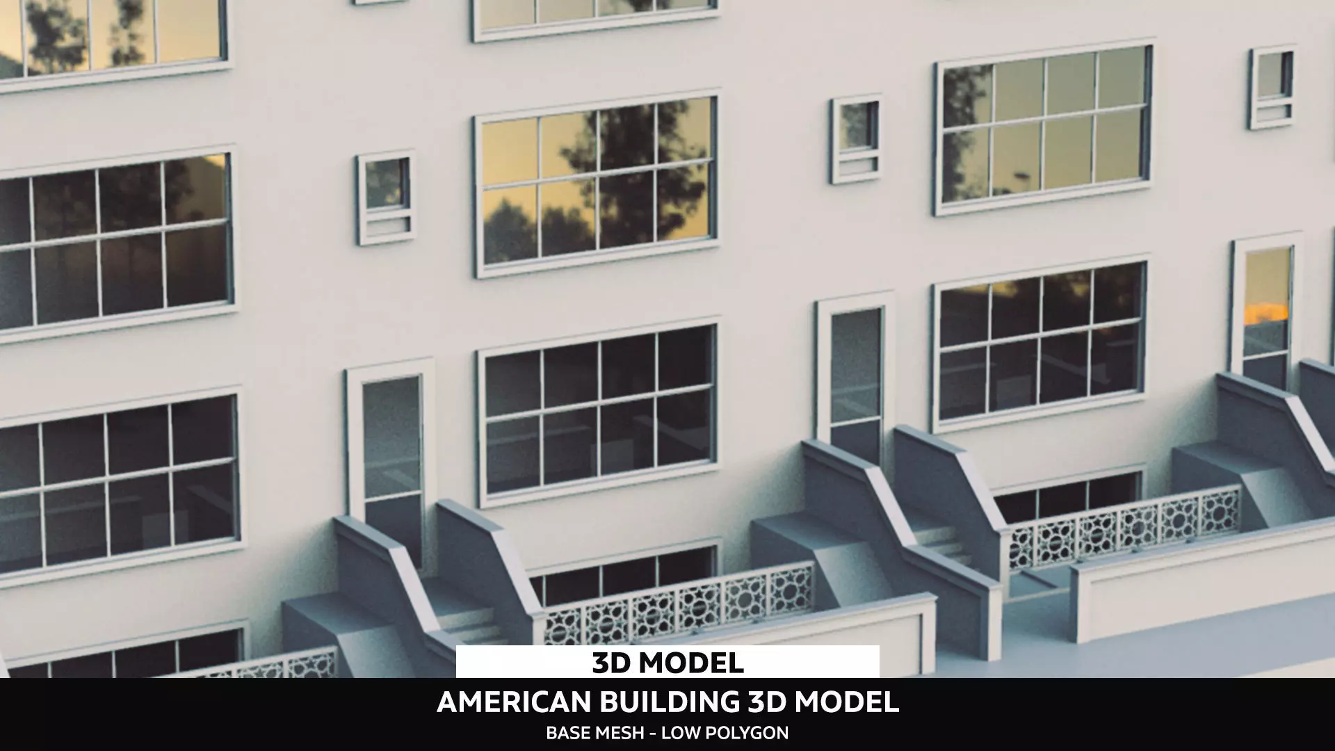 American Building 3D Model Low-poly 3D model_0