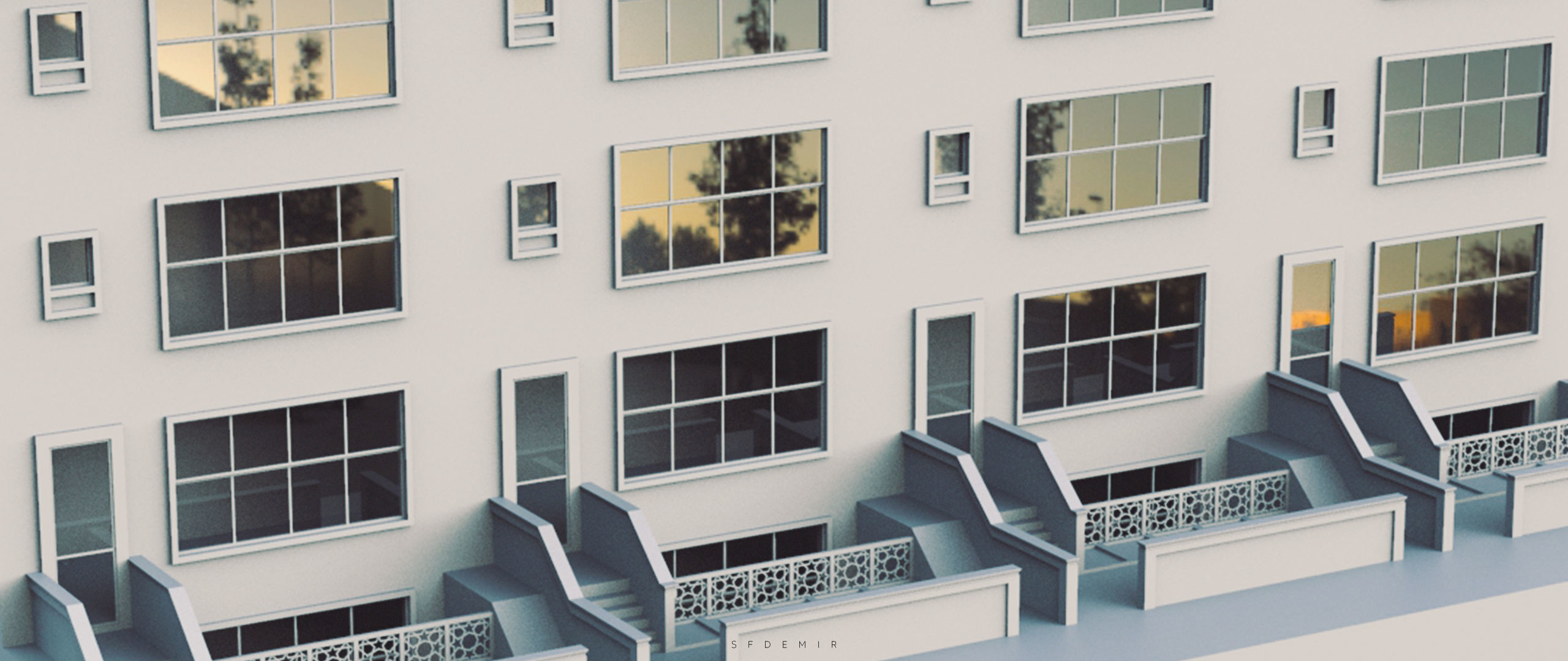 American Building 3D Model Low-poly 3D model_1