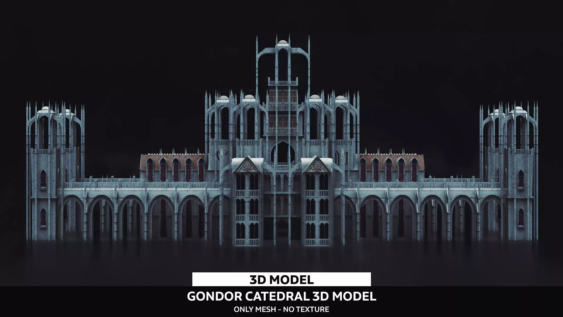 Gondor Catedral Low-poly 3D model_0