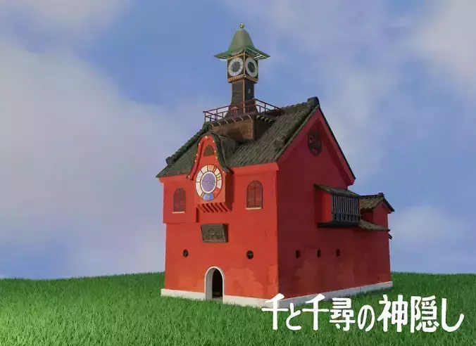 spirited away clock tower Japanese style architecture