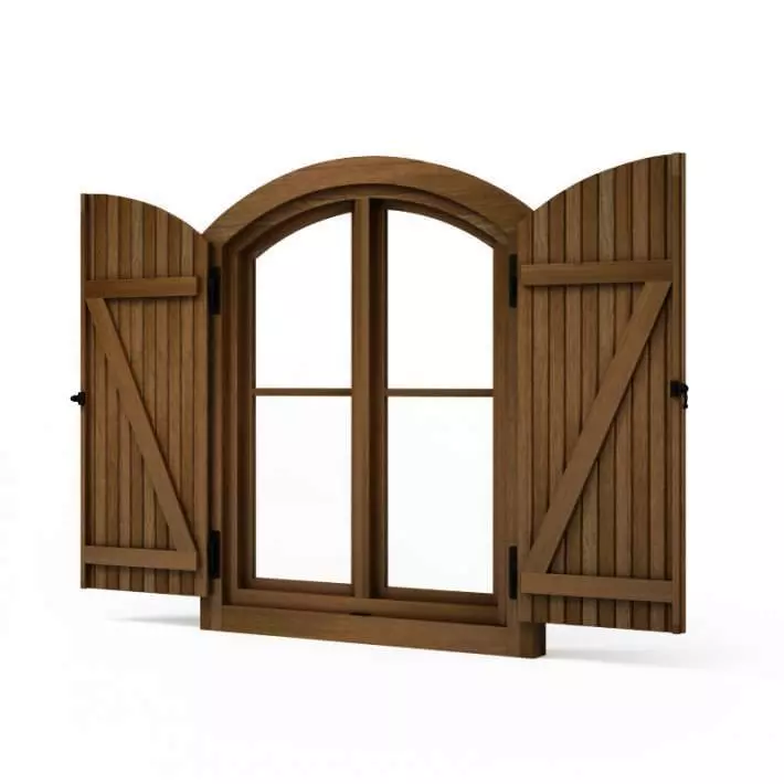 Brown wooden window shutters 78 am95 3D model_0