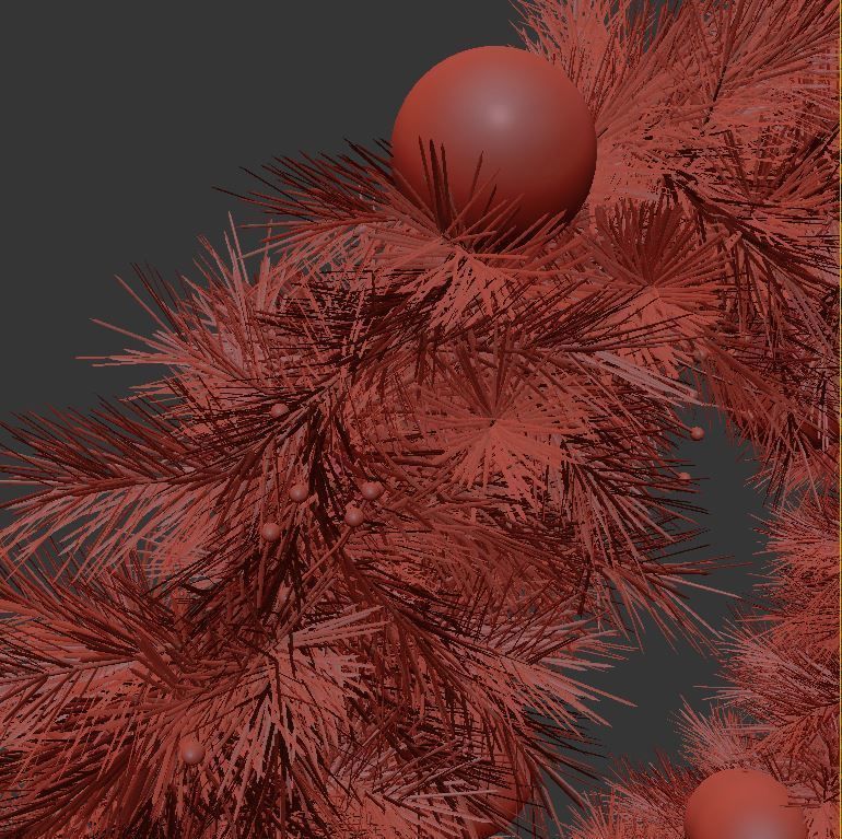 Christmas wreath with lights and ornaments  3D model_3