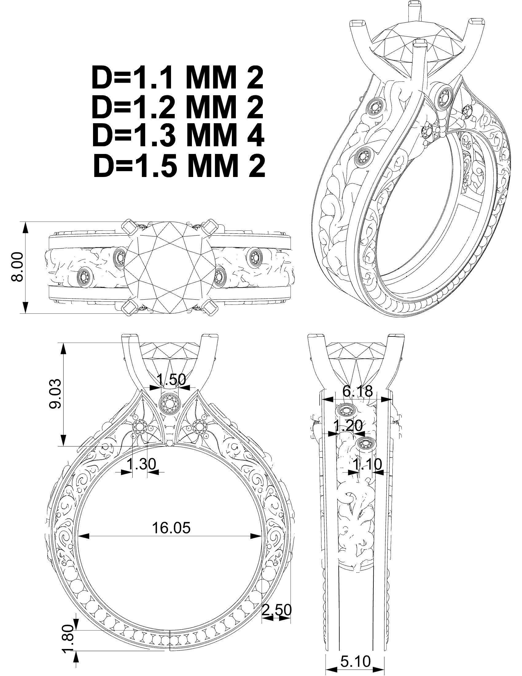 Vintage Ring 3D print model_6