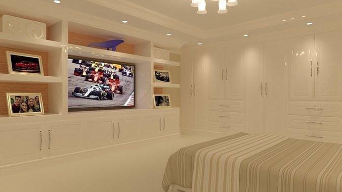 Large bedroom with seating area 3D model 5