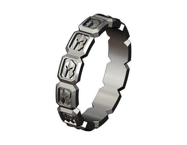 Spartan helmet rectangular faceted band 3D print model