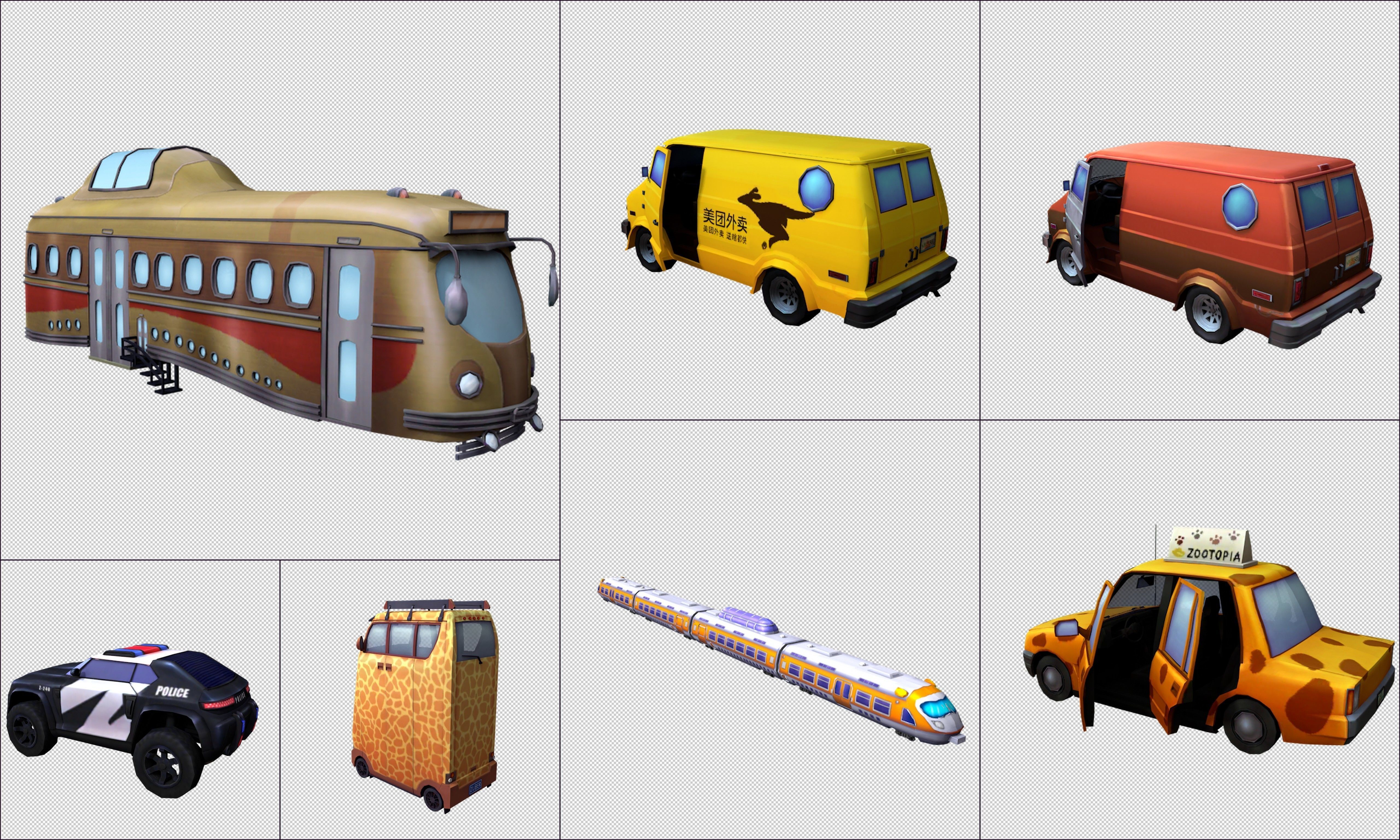 Cartoon Character object vehicle Low-poly 3D model_3