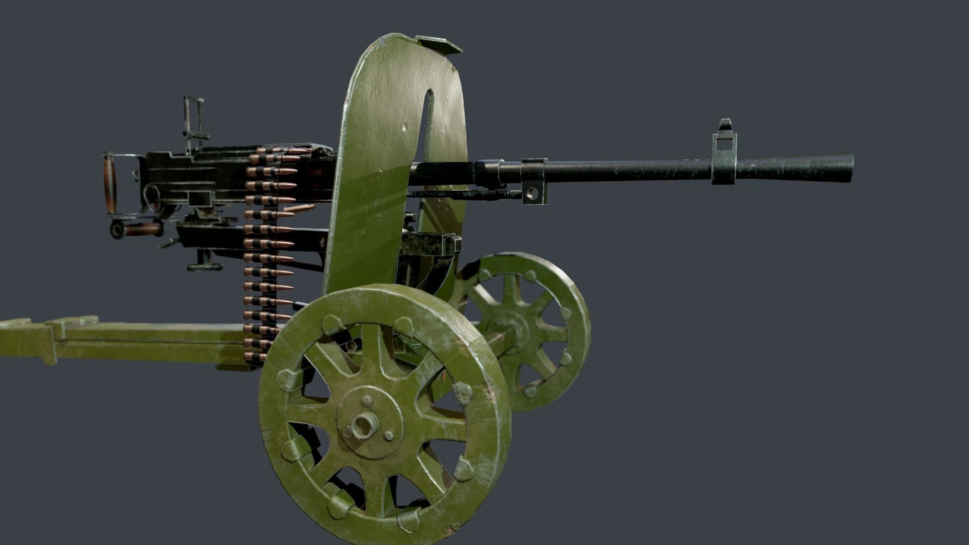 Game ready Soviet machine gun SG 43 Low-poly 3D model_7