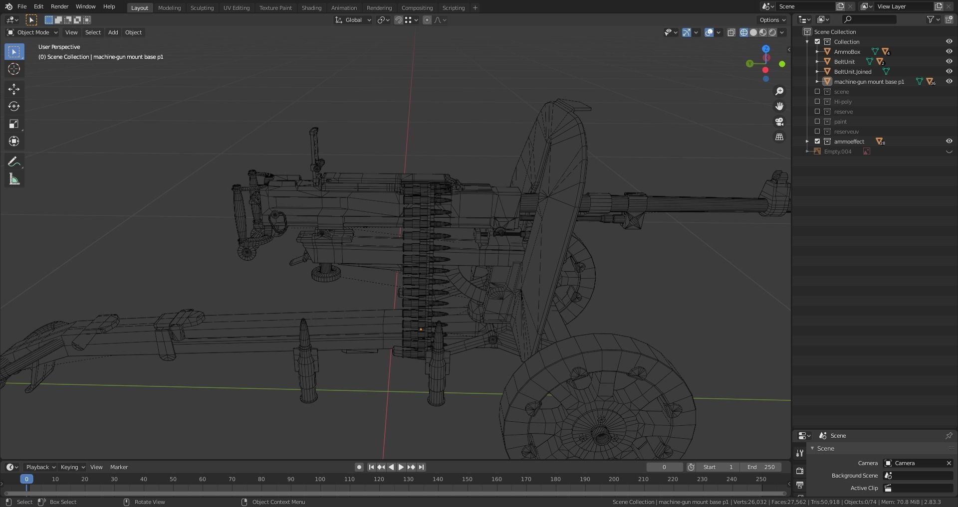 Game ready Soviet machine gun SG 43 Low-poly 3D model_15