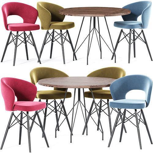 Cross Dining Table Chair Collection 3D model