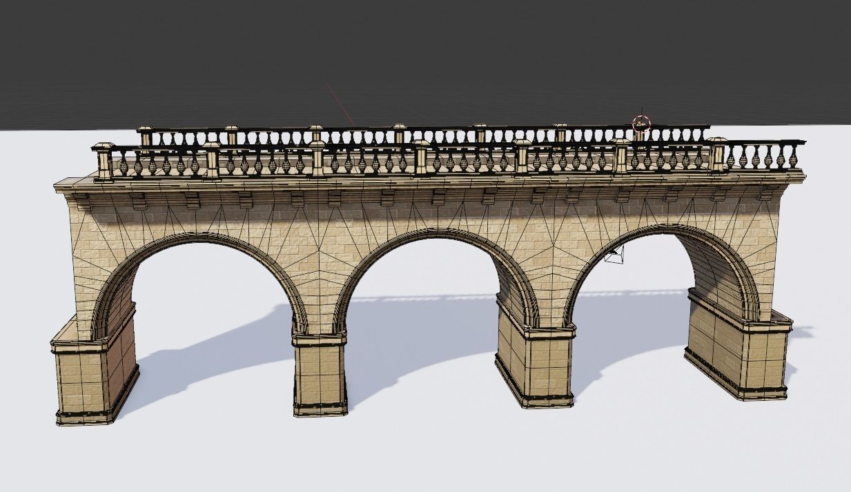 arched brick medieval bridge Low-poly 3D model_1