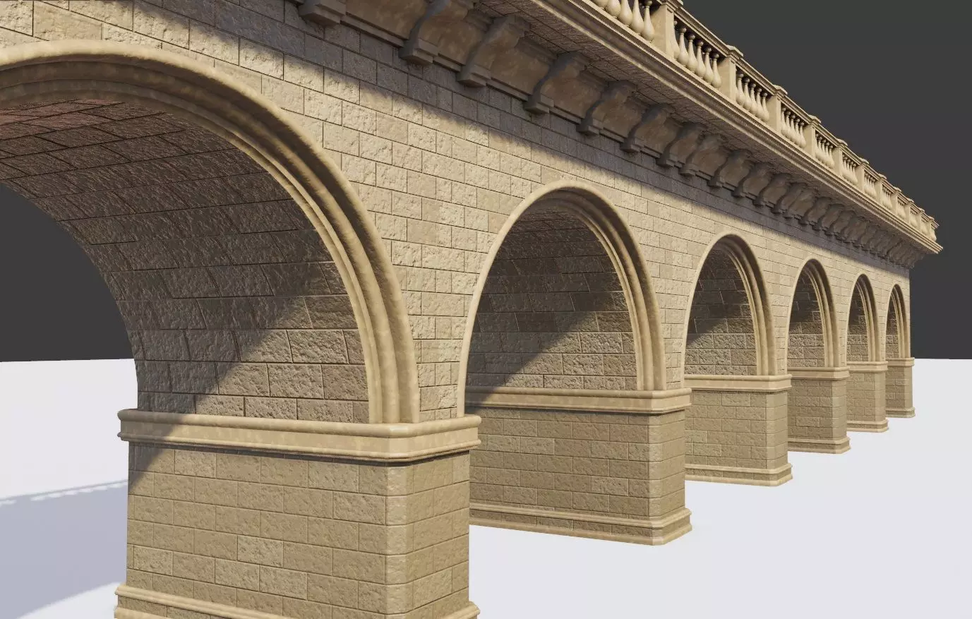 arched brick medieval bridge Low-poly 3D model_0
