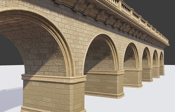 arched brick medieval bridge Low-poly 3D model