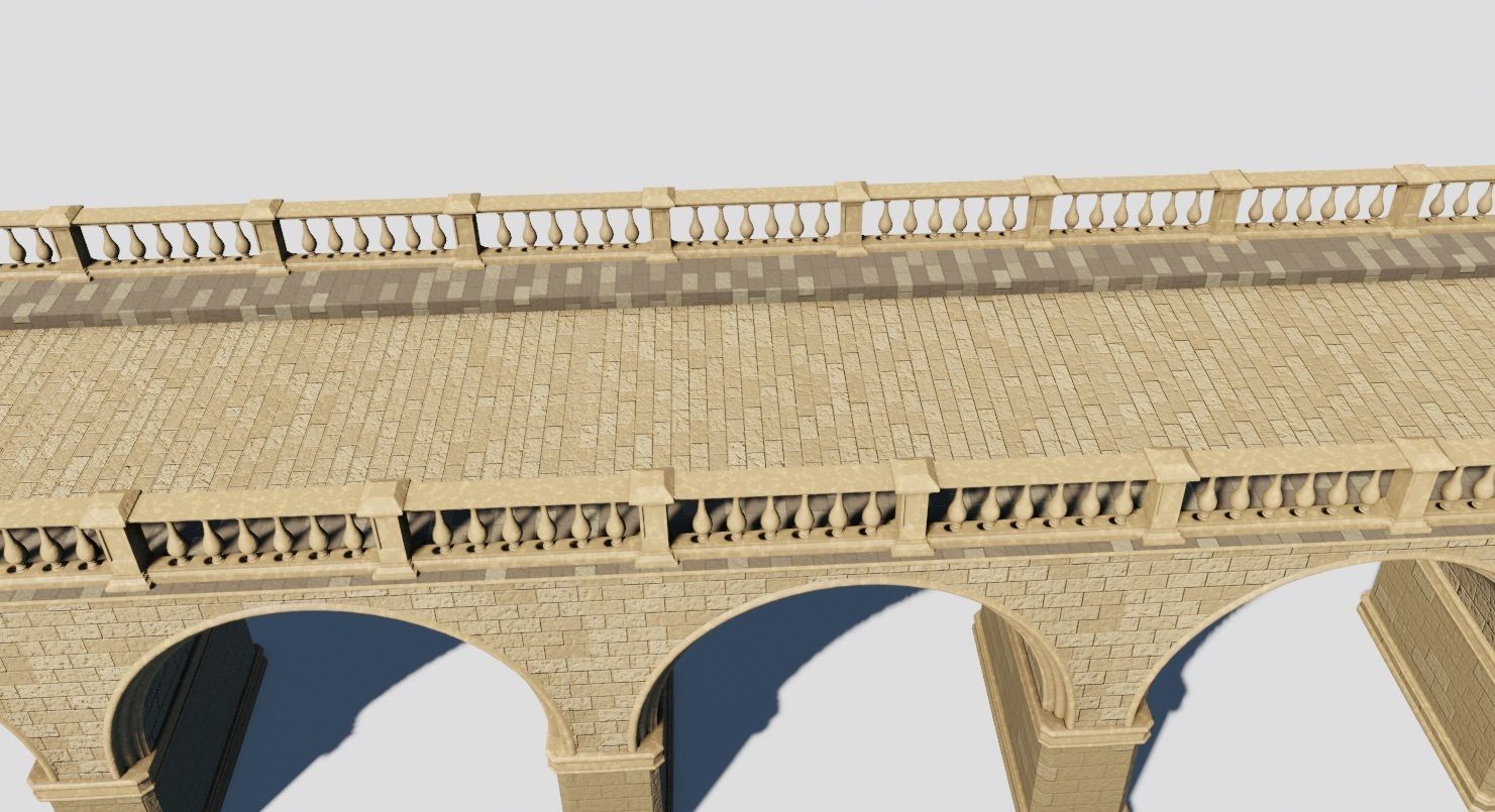 arched brick medieval bridge Low-poly 3D model_6