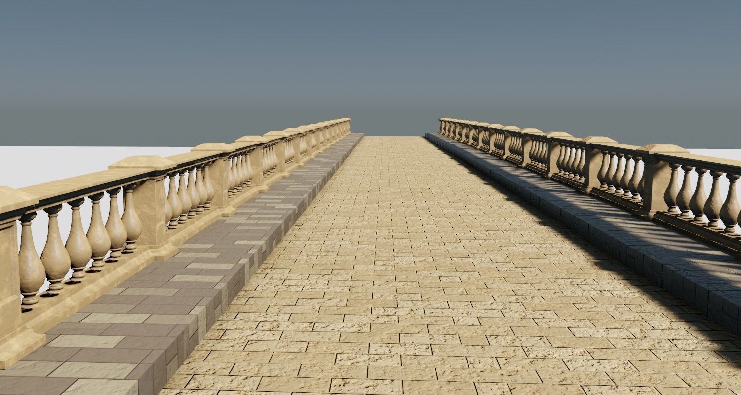 arched brick medieval bridge Low-poly 3D model_4