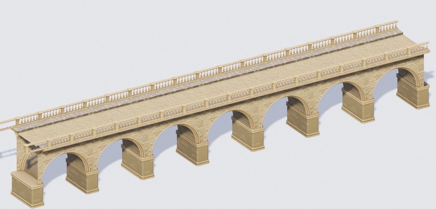 arched brick medieval bridge Low-poly 3D model_7