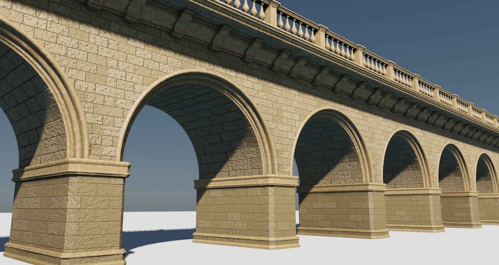 arched brick medieval bridge Low-poly 3D model_2