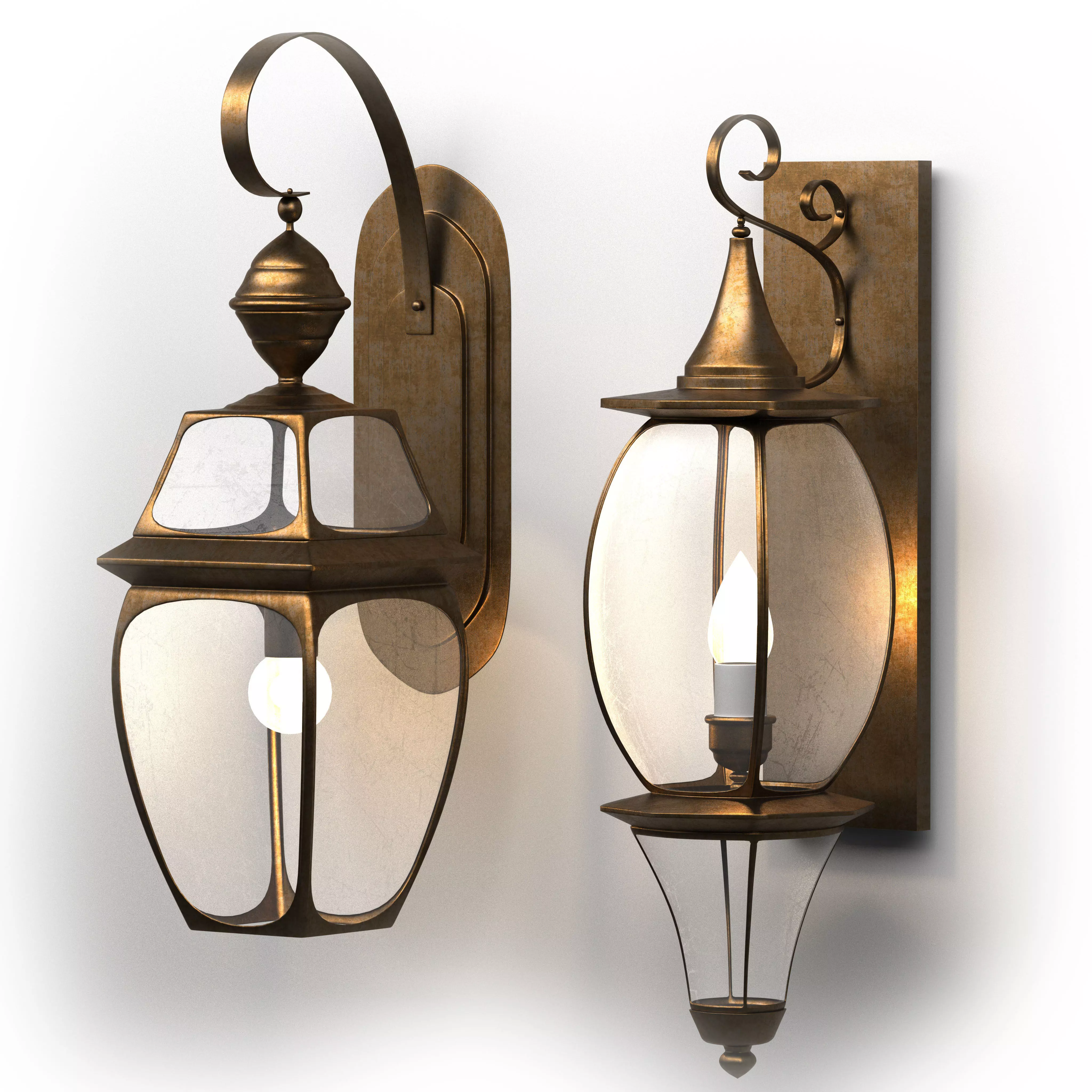 Two classic wall lights Free 3D model_0