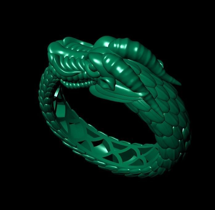 Ouroboros ring dragon biting its own tail 3D print model_23