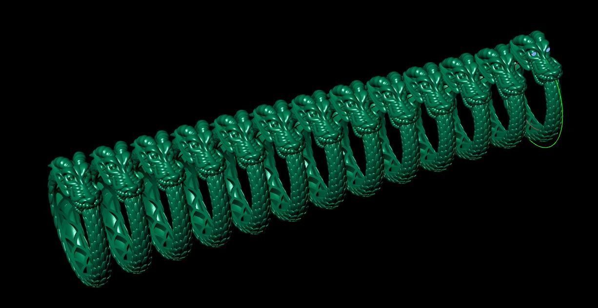 Ouroboros ring dragon biting its own tail 3D print model_18