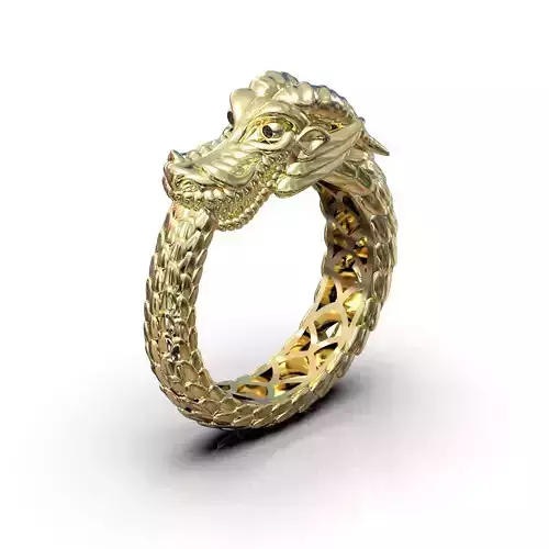 Ouroboros ring dragon biting its own tail 3D print model
