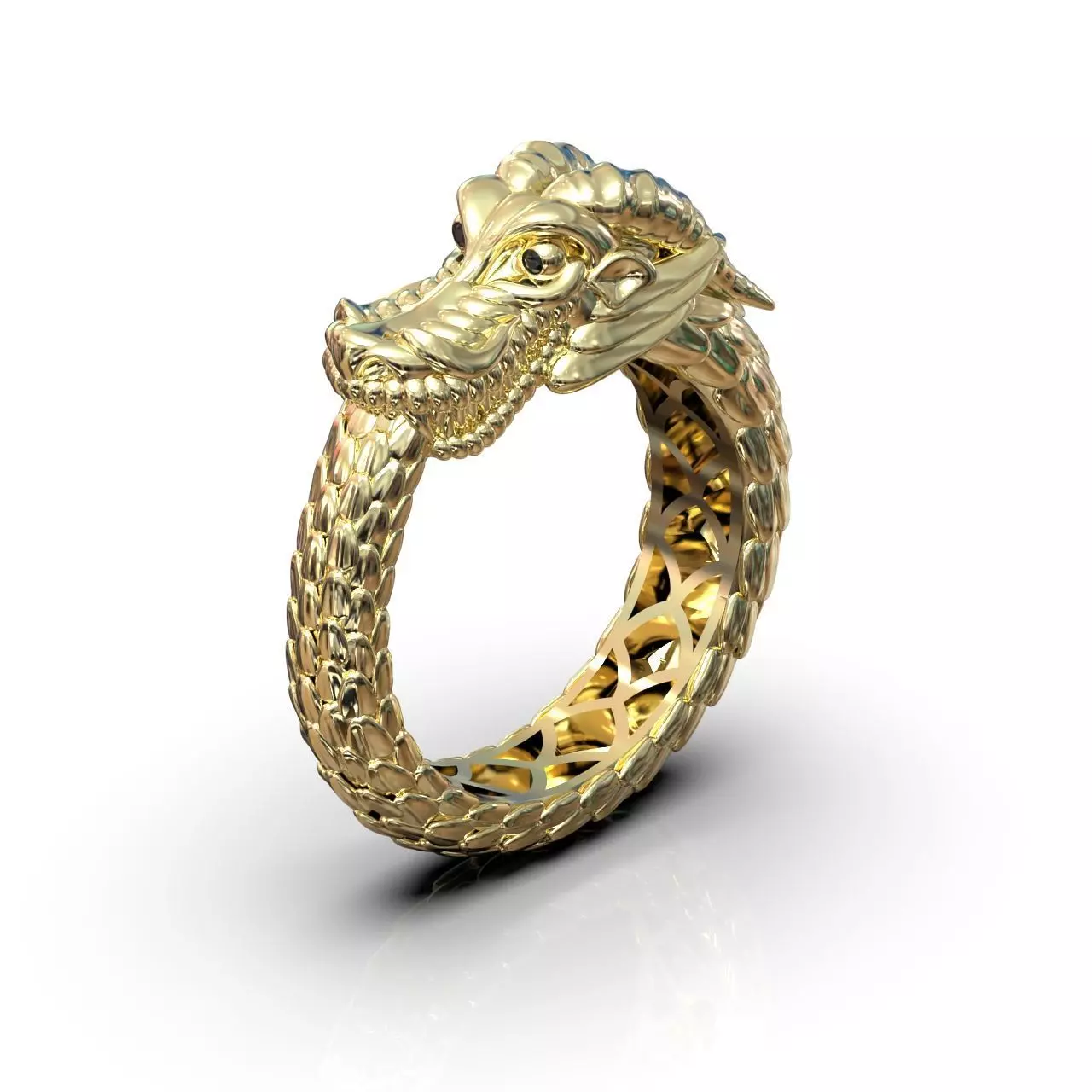 Ouroboros ring dragon biting its own tail 3D print model_0