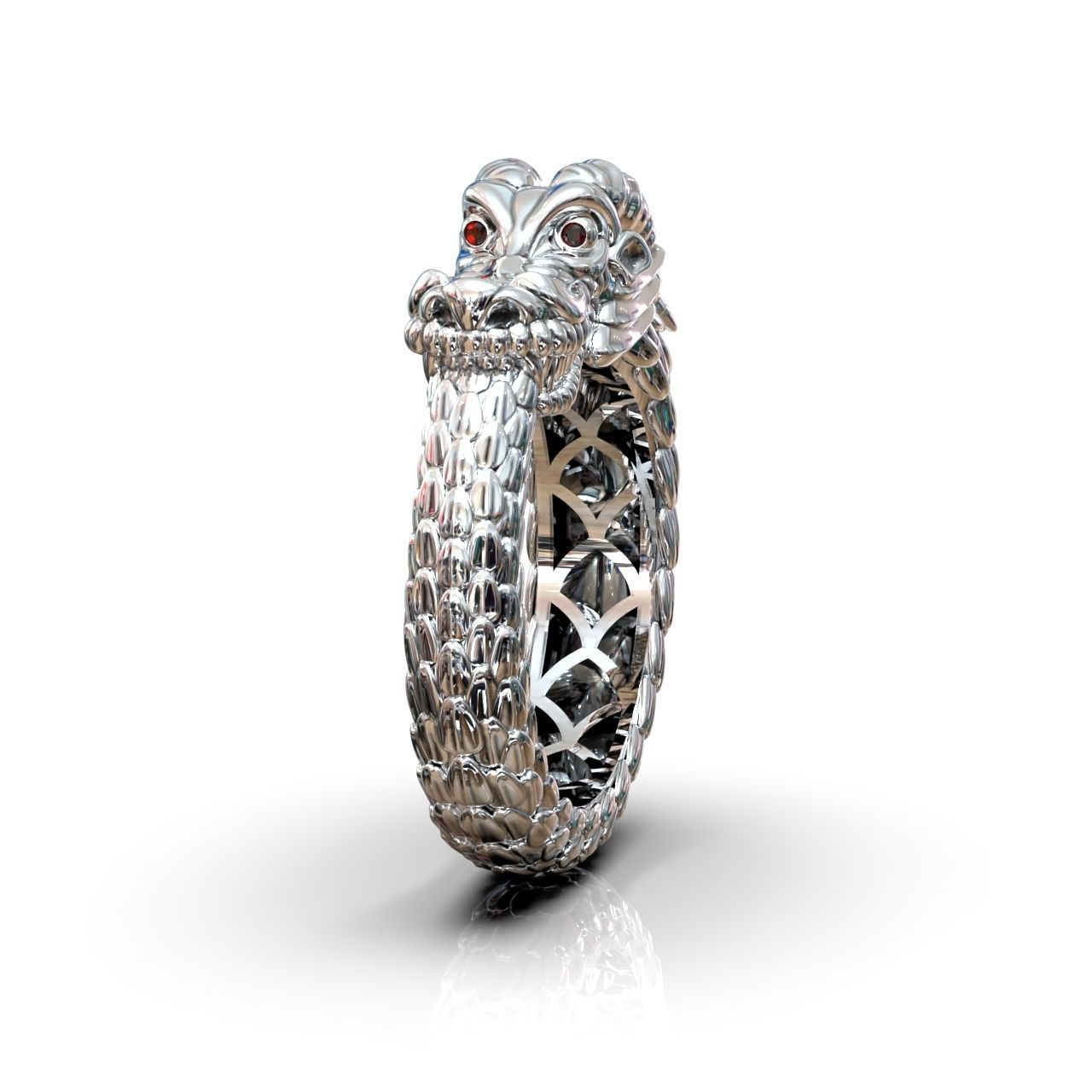 Ouroboros ring dragon biting its own tail 3D print model_11
