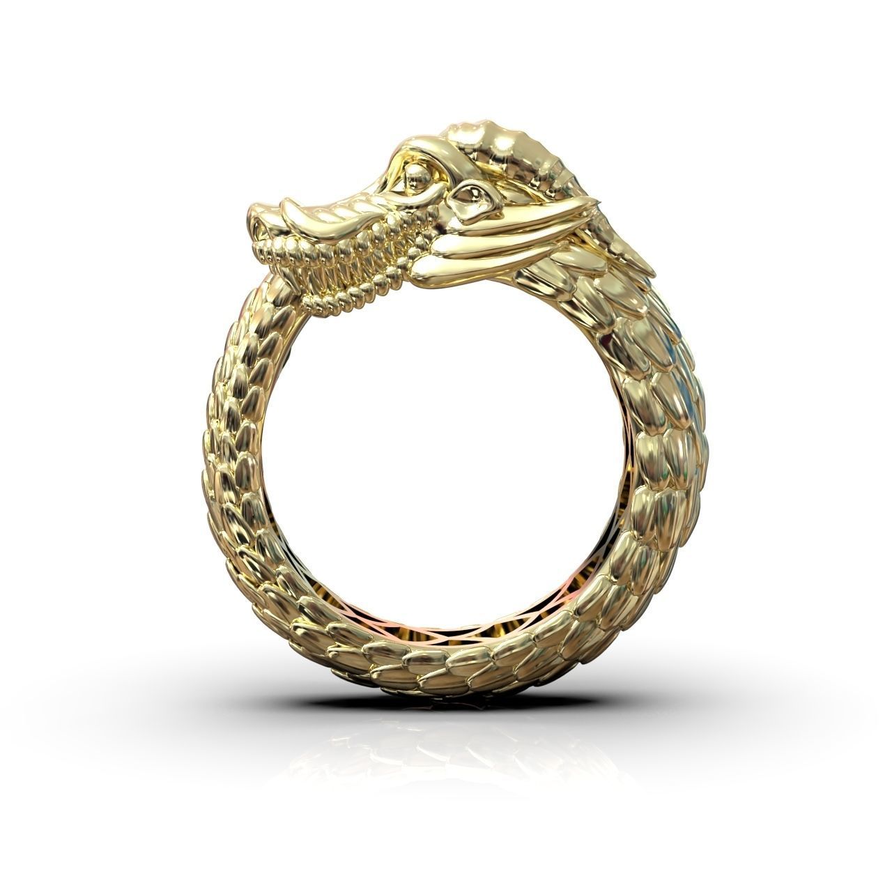 Ouroboros ring dragon biting its own tail 3D print model_1