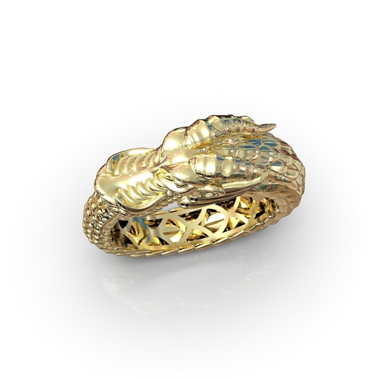 Ouroboros ring dragon biting its own tail 3D print model_2