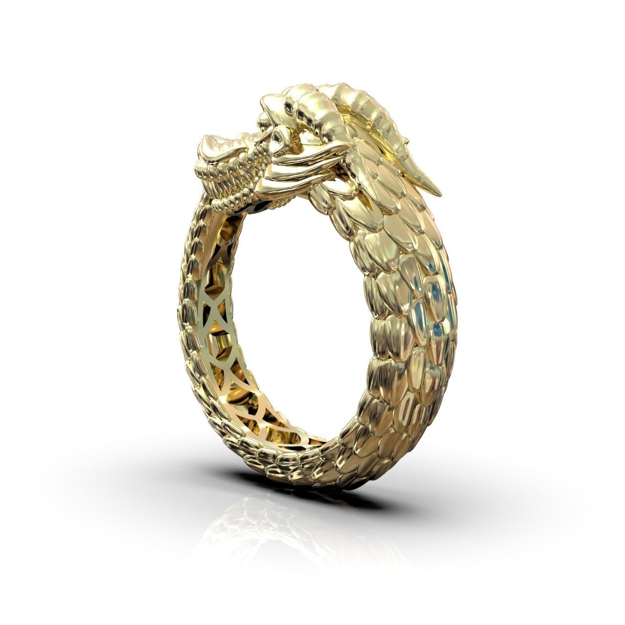Ouroboros ring dragon biting its own tail 3D print model_3