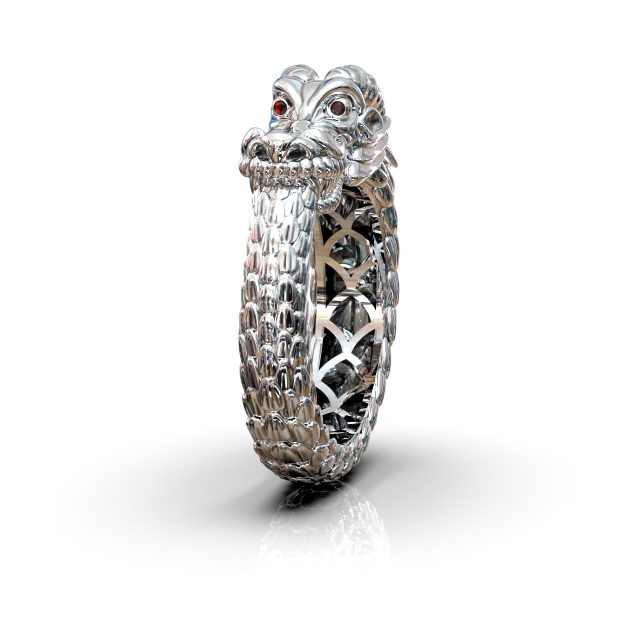 Ouroboros ring dragon biting its own tail 3D print model_16